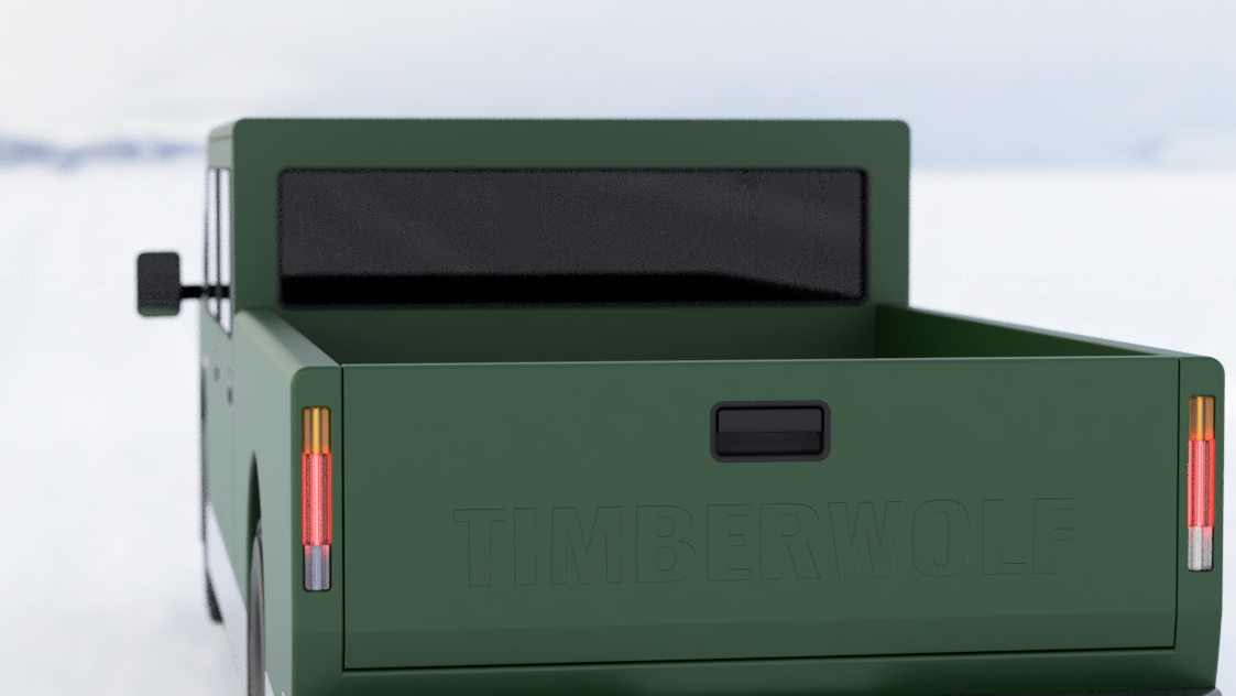 Timberwolf pickup truck in snow